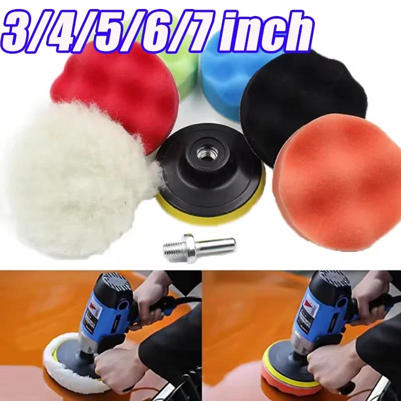 6pcs Car Polishing Sponge Pads Kit Foam Pad Buffer Kit Drill Car Polisher Wool Polishing Machine Wax Pads for Removing Scratches