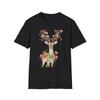 Deer Floral Watercolor Boho Black Tee Nature Aesthetic Graphic T-Shirt