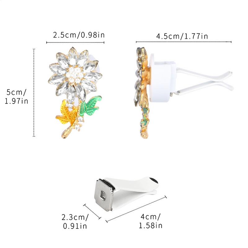 Flower Car Diffuser Vent Clip Bling Sunflower Vehicle Perfume Diffuser Automobile Interior Accessories Automotive Vent Scent