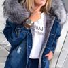 Dames denim jas met fleece voering: Gescheurde Winterjas, Dik en Warm, Europese/Amerikaanse Stijl 2024