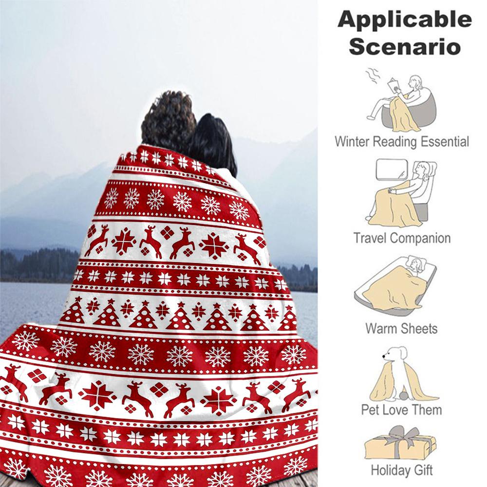 1PC Christmas, PatternOutdoor Flannel Blanket - Soft Plush Decor for Picnics, camping, Bedroom, Playroom, Office, or Lunch Break 1351A