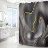 1 Stück schwarzer und goldener Duschvorhang mit abstraktem Muster, Polyesterstoff, maschinenwaschbar, geeignet für Badezimmerdekoration