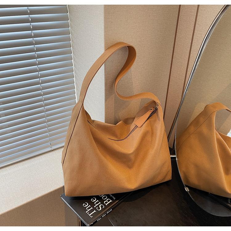 Canvas bag women's large-capacity new summer versatile simple shoulder bag casual college student tote bag