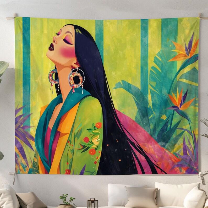 Colorful women tapestry 75x100 чёрный
