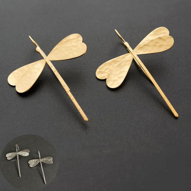 Simple Stereo 3D Dragonfly Drop Earrings Trend Ladies Long Earrings Women Party Wedding Jewelry Fashion Accessories
