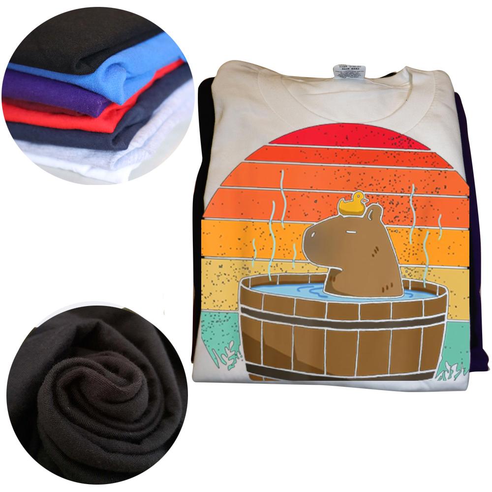 Retro Lustiges Capybara Don't Worry Be Capy T-Shirts Sommer Grafik Baumwolle Streetwear Kurzarm Geburtstagsgeschenke T-Shirt Männer