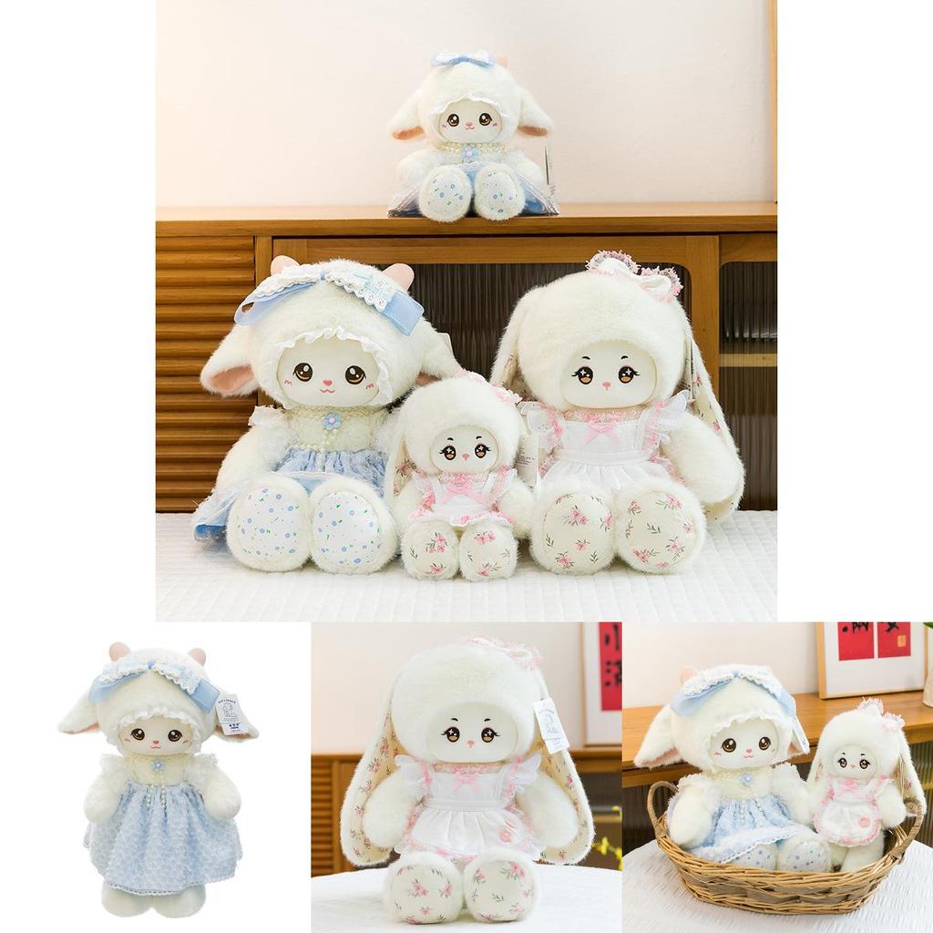 Sheep Plush Toy With Dress And Bow Decoration For Children