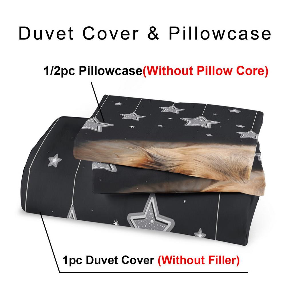Dog Theme Bedding Set - 2/3Pcs Soft Comfortable Breathable Dog Printed Duvet Cover 100% Polyester Machine Washable