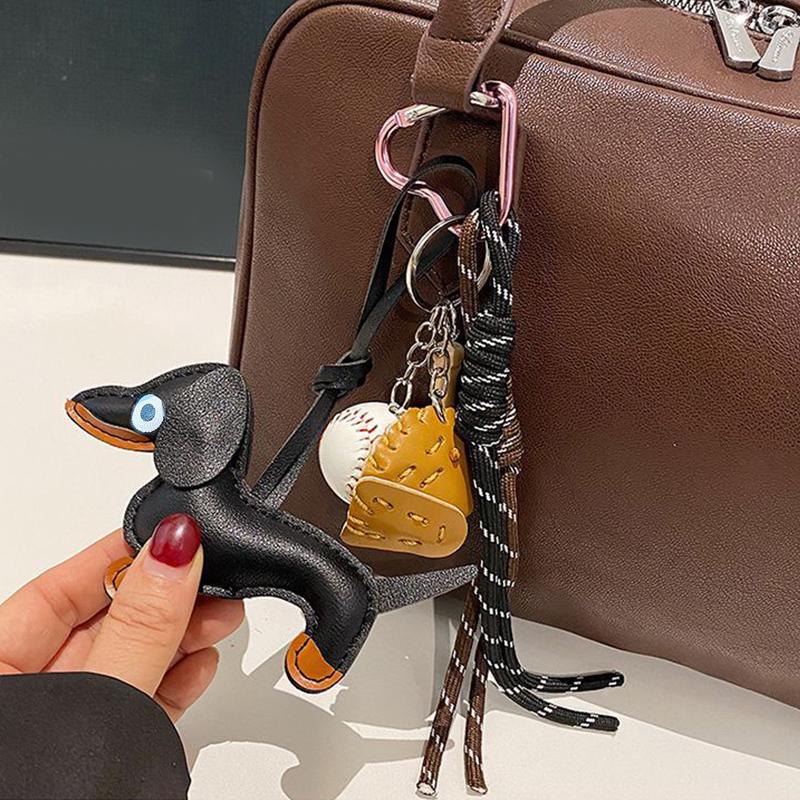 

Trendy Gift Cute Sausage Dog Keychain Leather Woven Rope Anti-Lost Luggage Tag Car Bag Charm Men Women Fashion Accessories Gifts