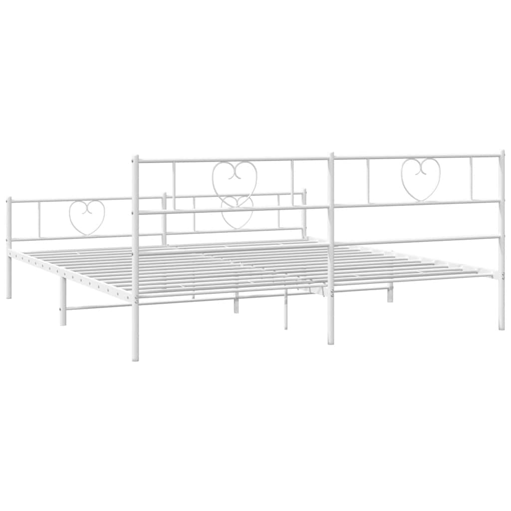 Metal Bed Frame with Headboard and Footboard White 183 x 213 cm