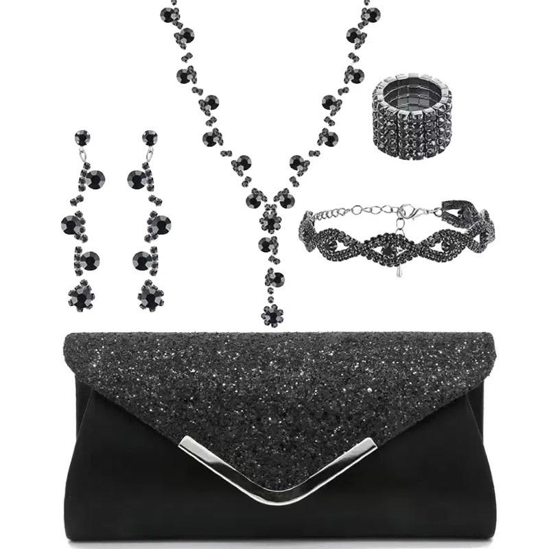 Minimalist European Style Jewelry Set With Water Diamond Embellishments For Women