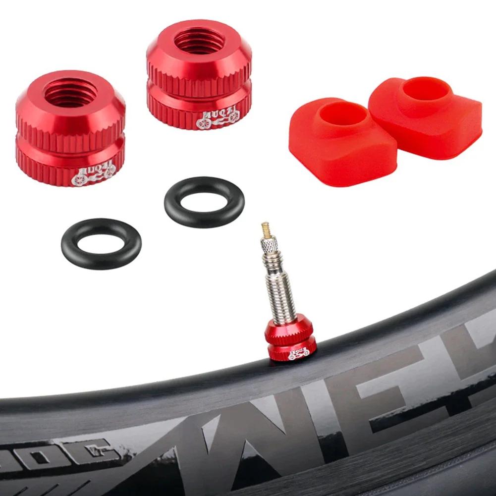 2PCS Tire Valve Nut MTB Road Bike Tubeless Rim Ultralight Aluminium Alloy Presta Valve Protection Screw Valve Fixed Washer