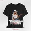 B Cowboy Black Jersey T Shirt Vintage Stylish Stretched Soft Casual Graphic Fashion Top For Everyday Wear Breathable