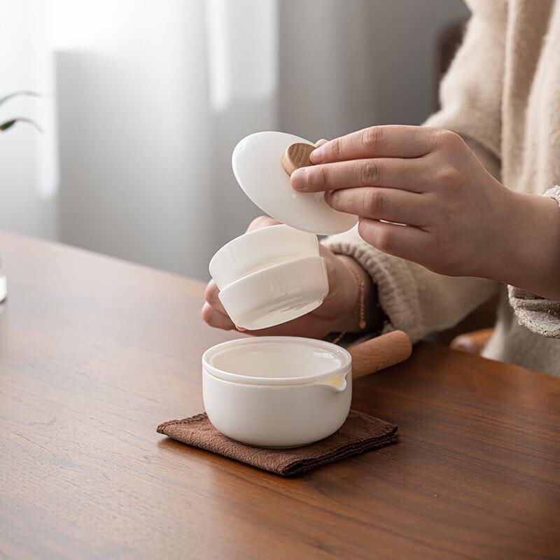 Sushic Mutton-fat Jade Ceramic Travel Tea Set