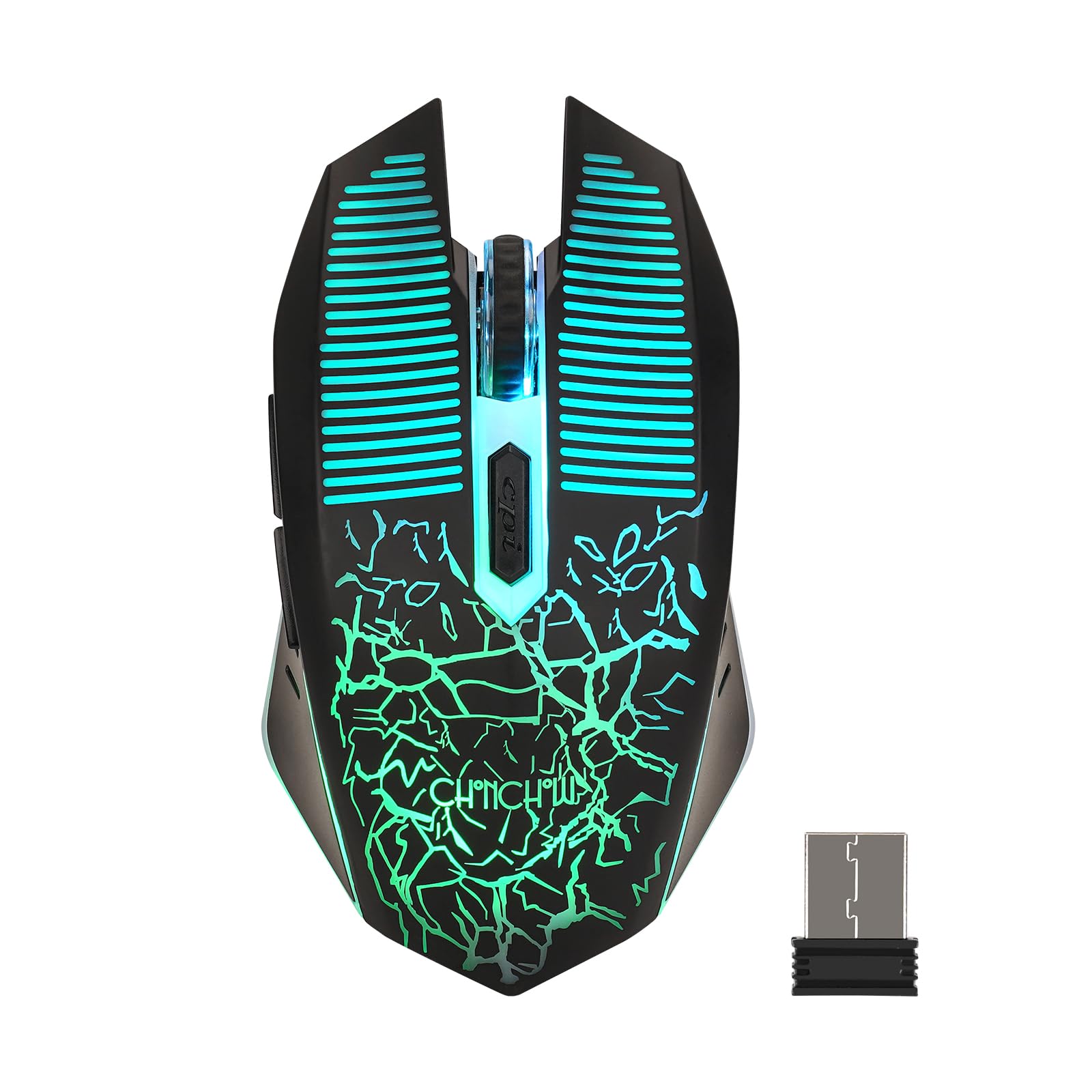 

CHONCHOW WG43 Wireless Gaming Mouse, 2.4GHz Rechargeable Wireless Backlit Gaming Mouse, USB Connection, 4DPI RGB Lightweight, Compatible with