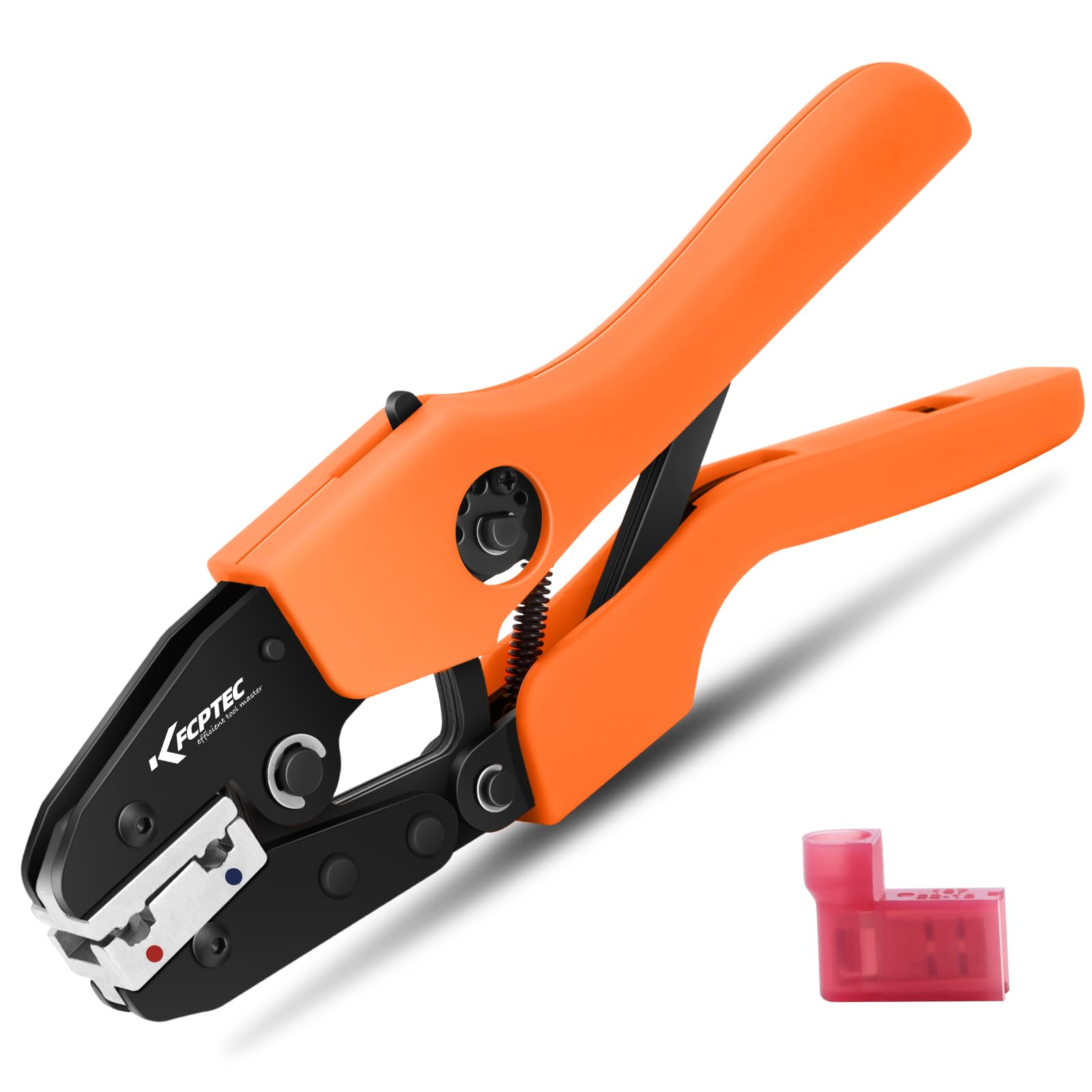 KF CPTEC Insulated 90° Flag Terminal Crimping Tool for 20-18 & 16-14AWG - Ratchet Terminal Crimping Tool - Electrical Crimping Tool