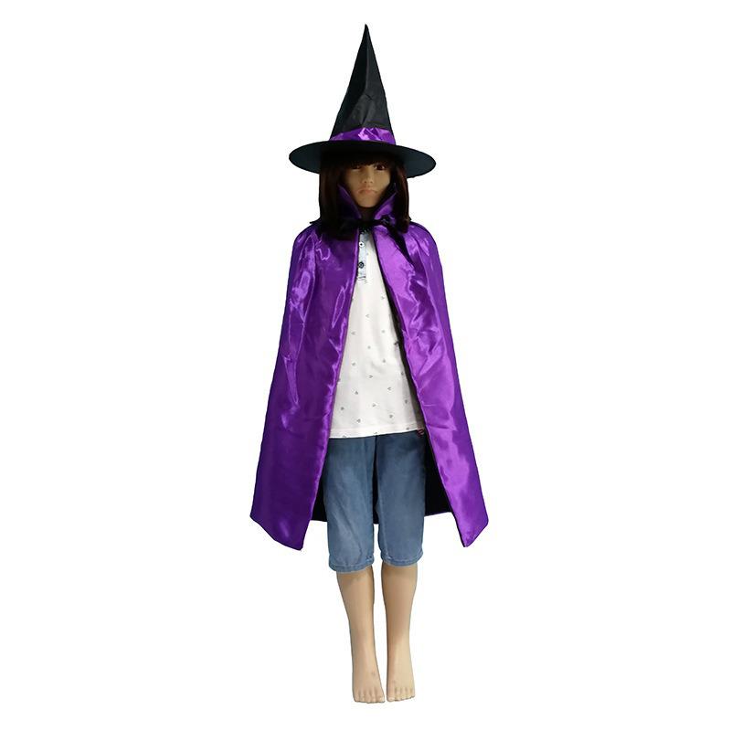 Children s Halloween Wizard Costume Set: Magic Cape & Hat One Size