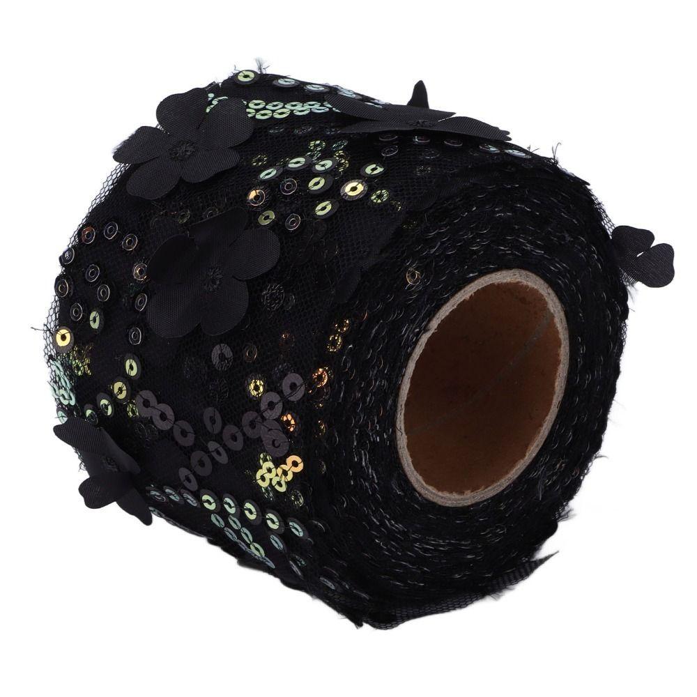 1pcs Polyester Material Sequin Ribbon Webbing 6cm Width Embroidered Sheer Ribbon For DIY Crafts