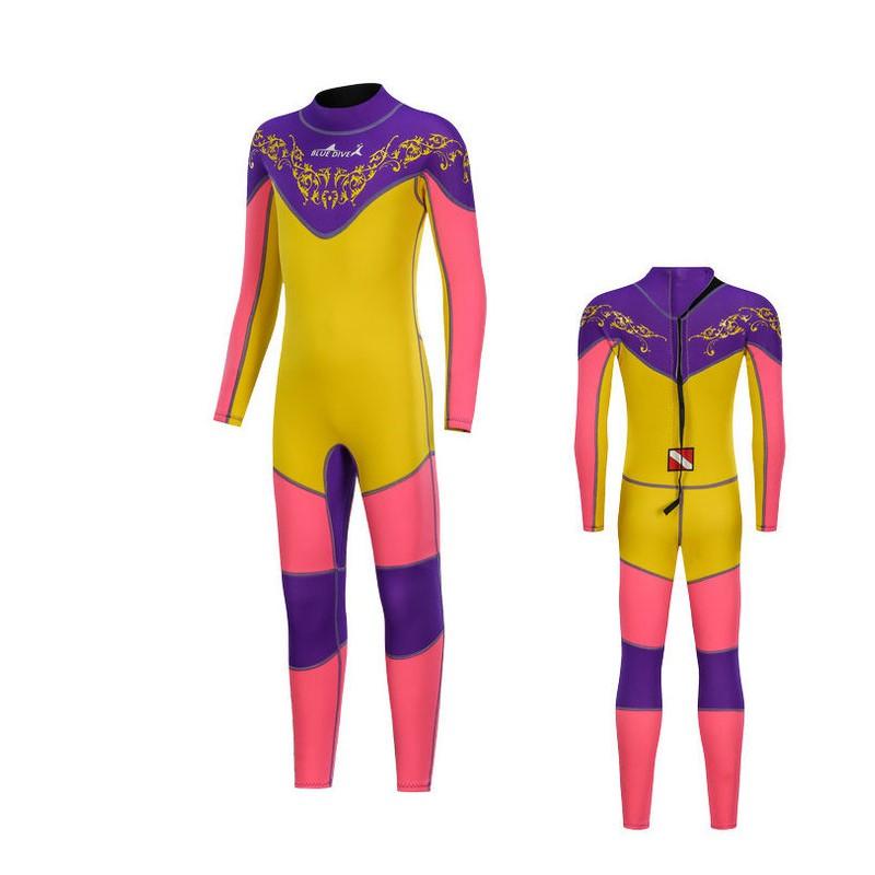 Kids Thermal Wetsuit Diving Swimming Warm Chloroprene Neoprene Full Body Suit Long Sleeve Pants Unisex