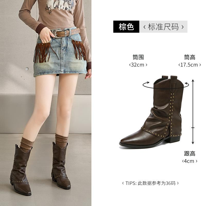 Коричневые ботильоны Maillard Martin Новые Осенние Британские Узкие Короткие Сапоги Вестерн Ботинки 35