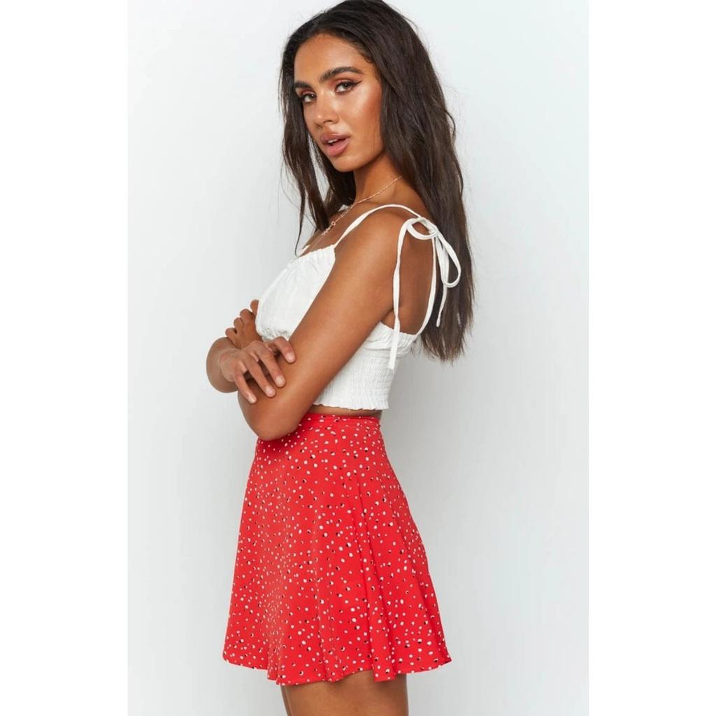 Damen-Bustier-Chiffon-Schirmrock mit Blumenmuster, frischer, süßer, kurzer Rock mit unsichtbarem Reißverschluss