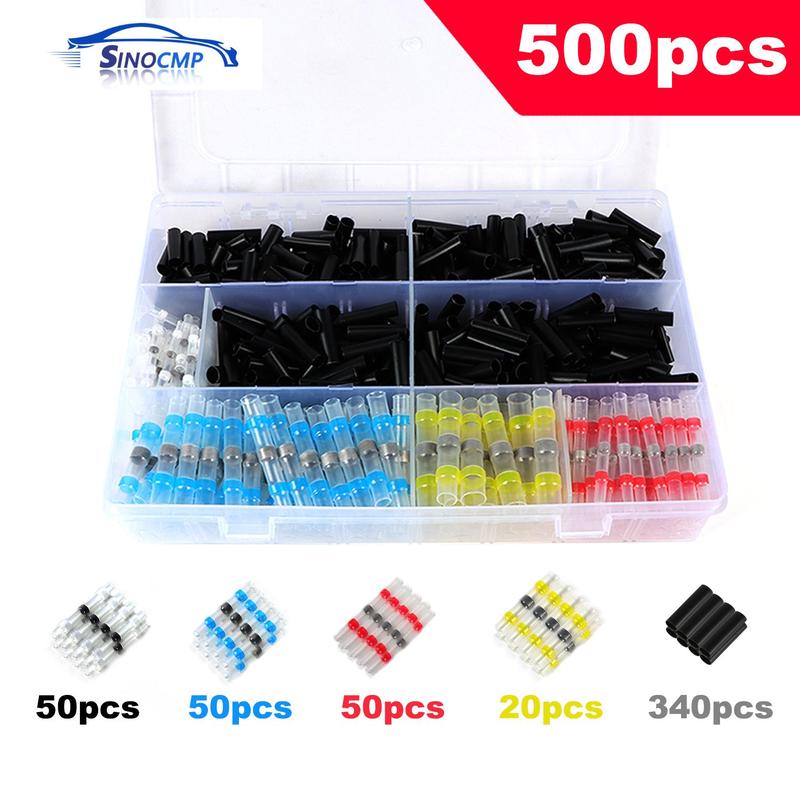500pcs Waterproof Heat Shrink Butt Terminals Solder Seal Sleeve Wire Connectors