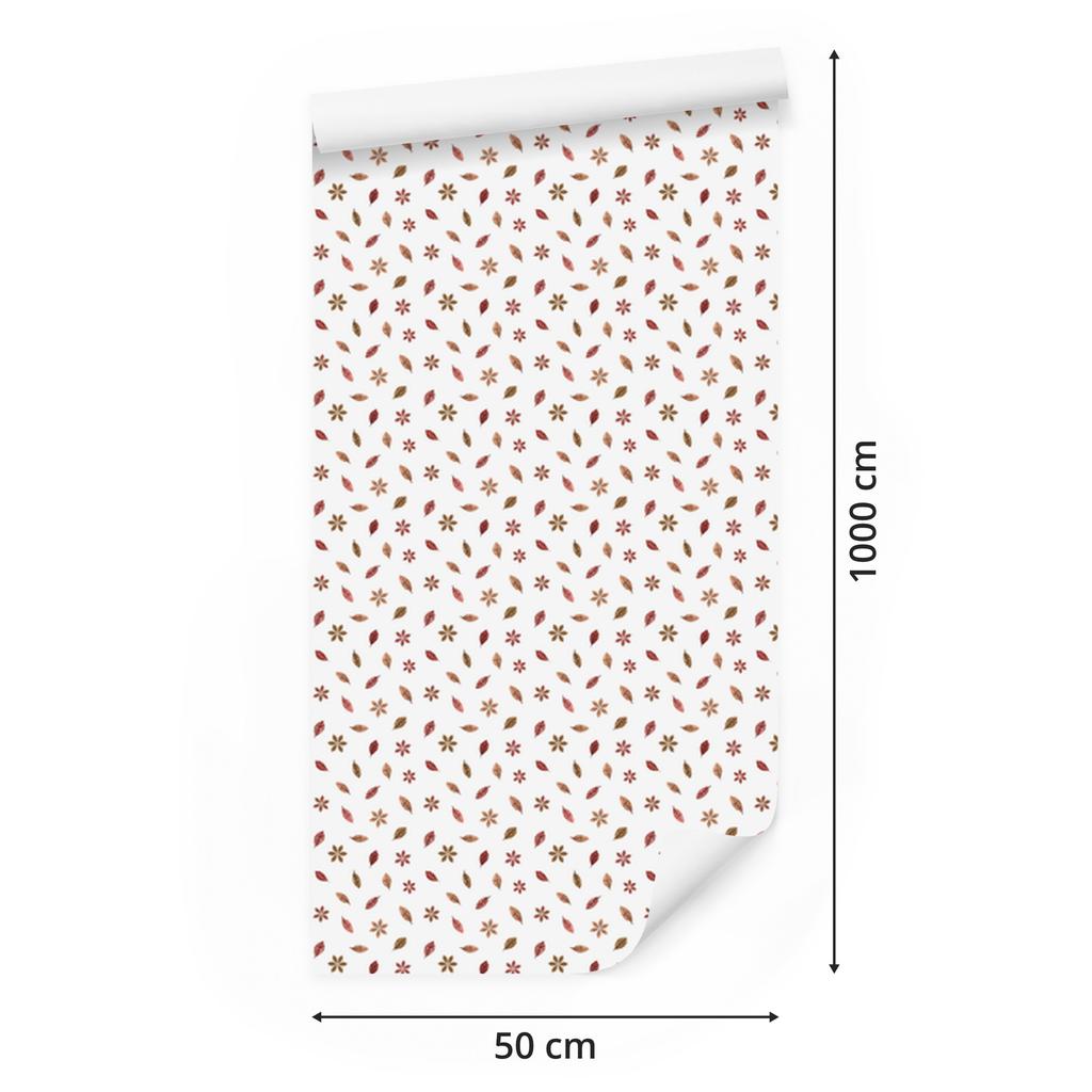 Autumn Leaves Wallpaper White and Coral for Living Room and Bedroom 50x1000
