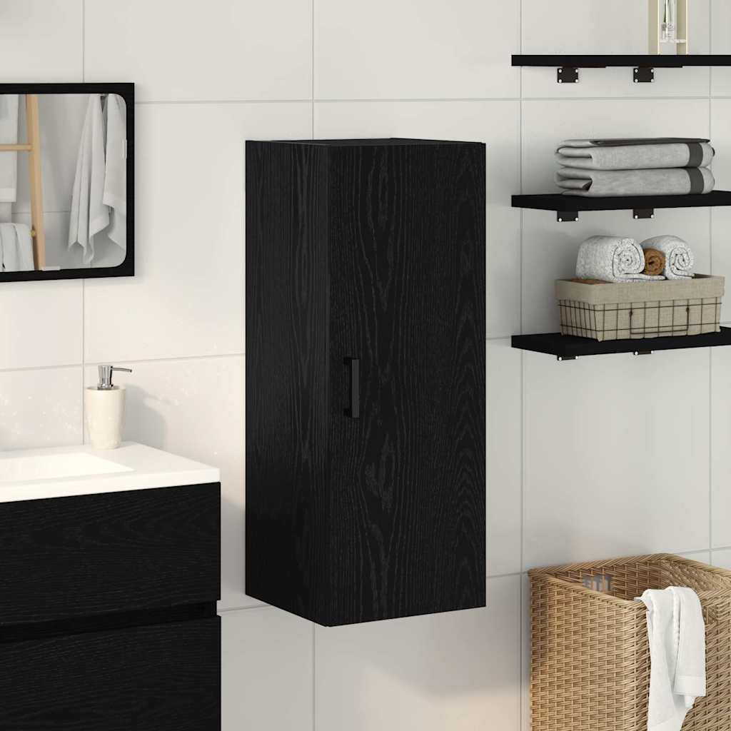 Wall Cabinet Black Oak 34.5 x 34 x 90 cm Engineered Wood
