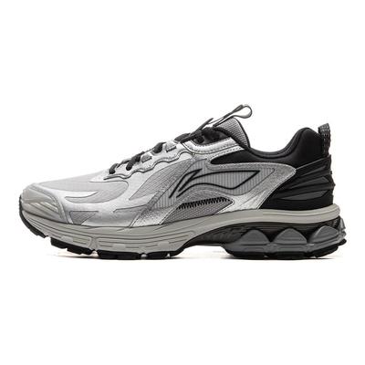 Li Ning Fuyiao 2.0 Trail Classic Retro Mode Rutschfest Verschleißfest Low-Top Laufschuhe Herren Laufschuhe Silbergrau ARXU011-4