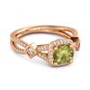 Peridot Vintage Halo Art Deco Ring - 925 Sterling Silver Rose Gold Vermeil