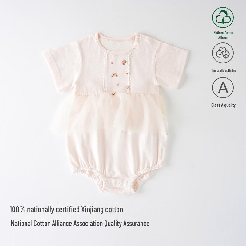Doraemon Baby Girls' Summer Short-Sleeve Romper - Korean Style