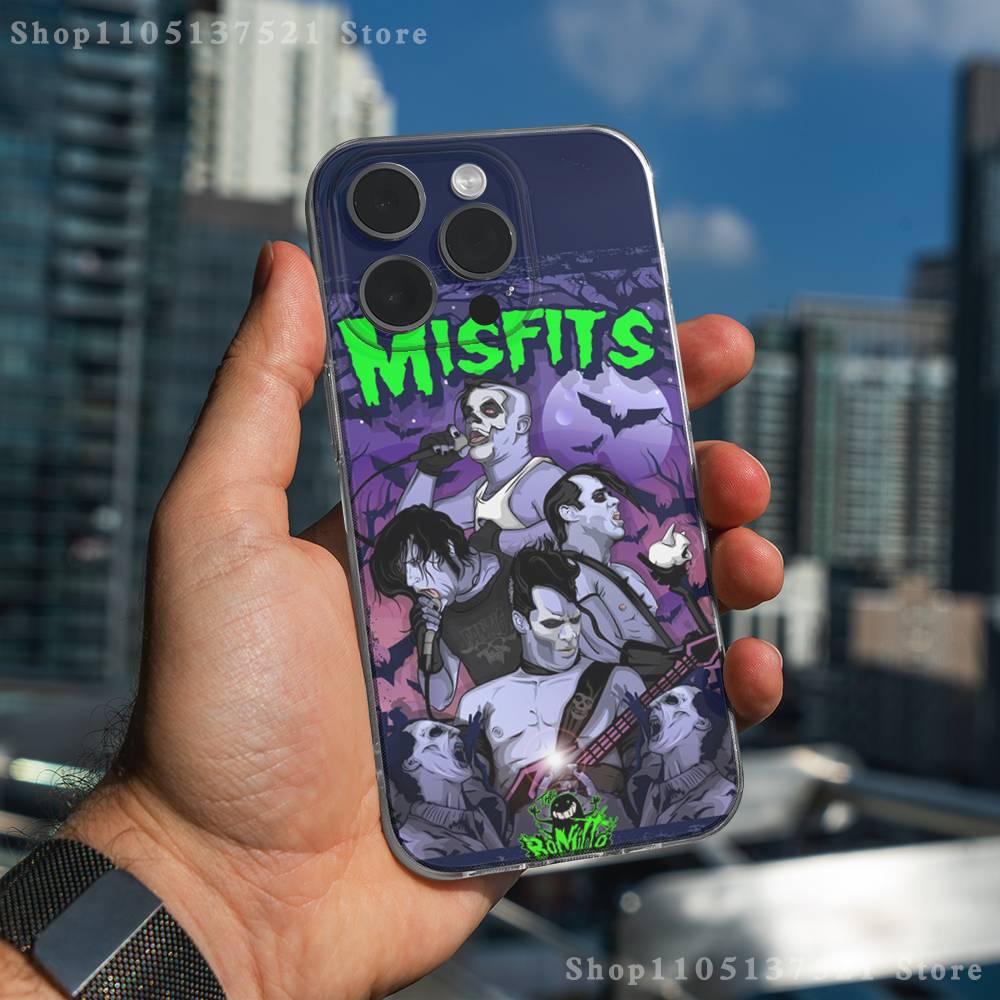 M-Misfits Rock Phone Case For iPhone 17,16,15,14,13,12,11 Pro,Max,Plus,XR,Mini,E Clear Full-coverage Soft Cover