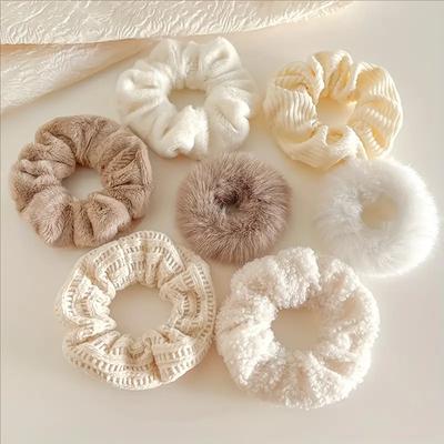 7 Piezas Scrunchies de Pelo Peludo Banda Elástica Suave de Punto para el Cabello Para Mujeres Fiesta Accesorios Diarios para el Cabello Lindos Decoración para Peinado Para Mujeres Niñas