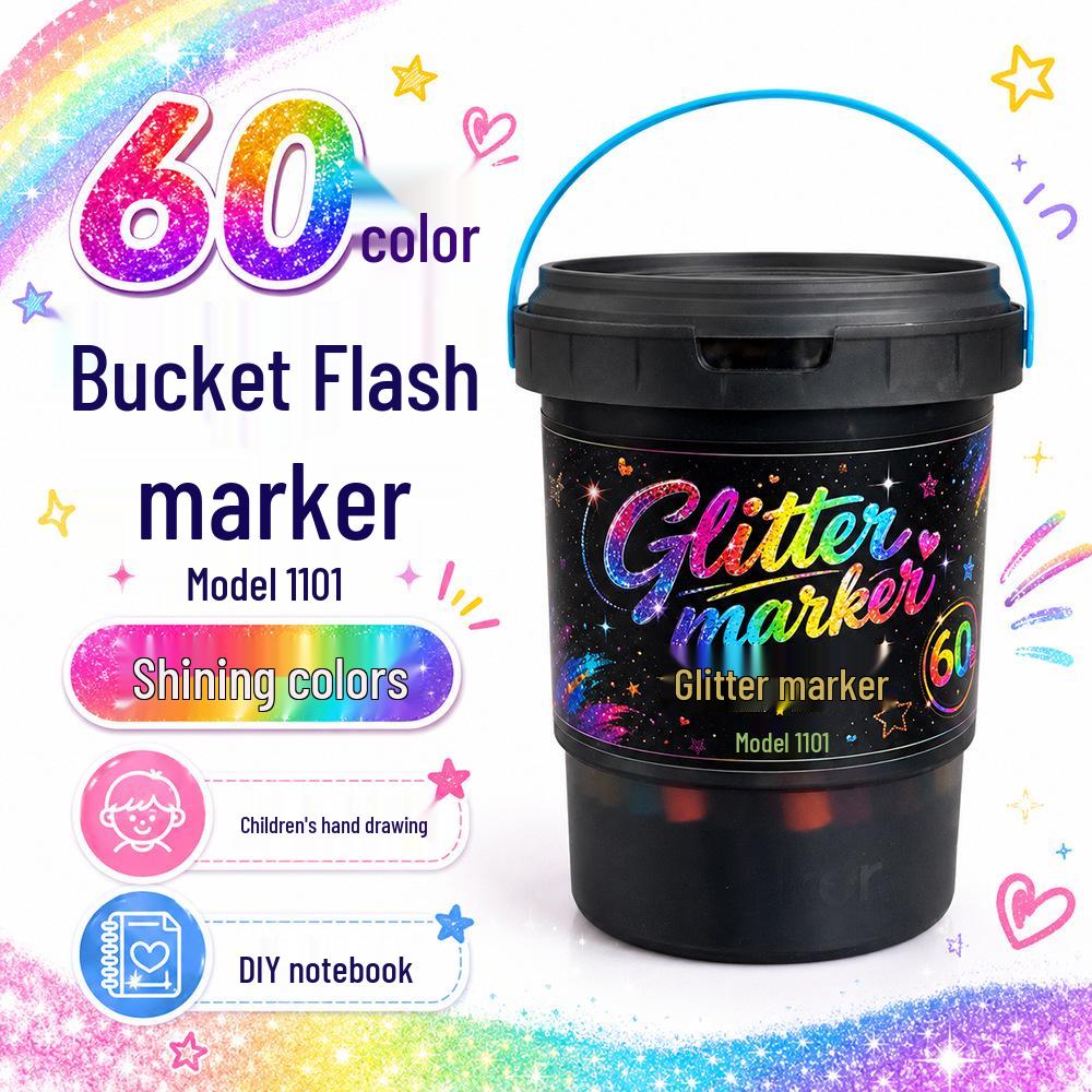 Washable Glitter Markers for Kids - Soft Tip Super Sparkle Colors for Art & School