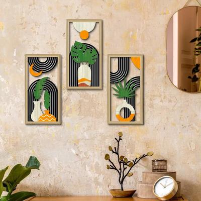 1PC/3PC Design with Vases Bedroom Wall Hanging Farmhouse Hollow Craft Living Room Manufactured Wood Boho