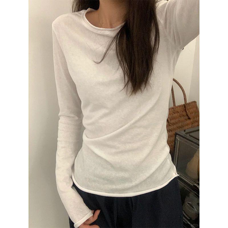 

Women s Slim Fit White Rolled-Up Sleeve T-Shirt - Chic Spring 2025 M белый