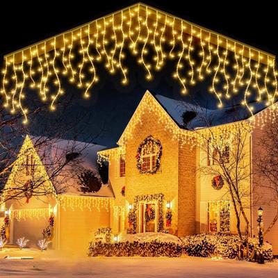 Christmas Festoon Led Icicle Curtain Lights Outdoor 4M(W)*0.6M(H) Flash Fairy String Light New Year Wedding Party Decorations