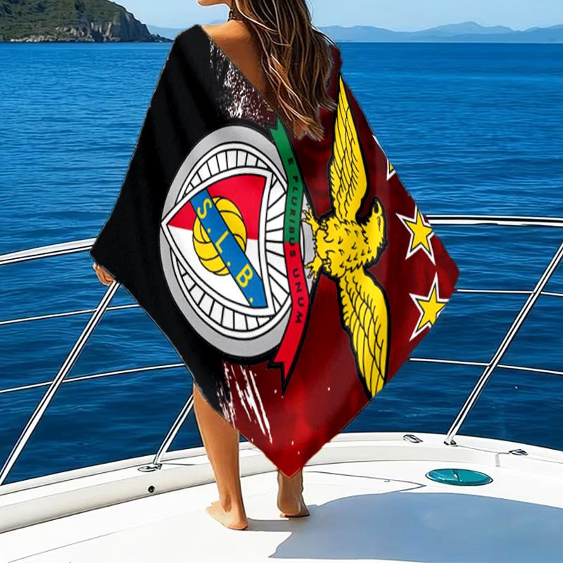 Ben-fica Fußballverein Bedrucktes Strandtuch, Superweiche Mikrofaser, Perfektes Geschenk zum Geburtstag, für Pool, Strand, Reisen, für Familie und Freunde