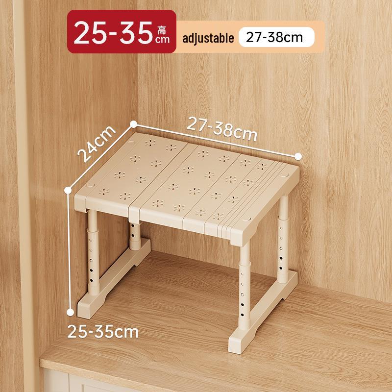 Adjustable Wardrobe Divider Shelf - Retractable Cabinet Partition for Clothing Storage Cream White