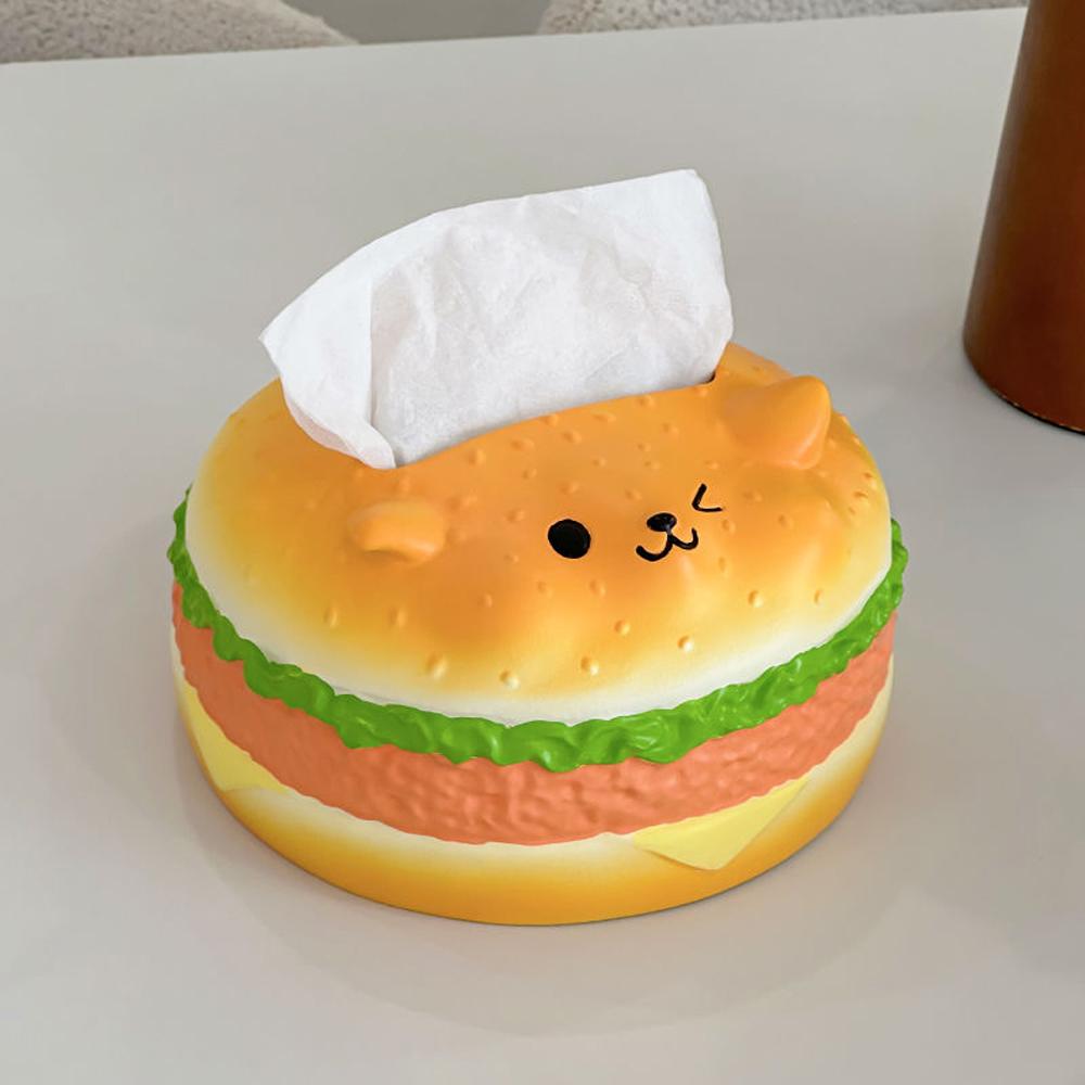 Collectible Cute Tissue Box Ornament Figure Model Hamburger Fun Tissue Box Home Decoration