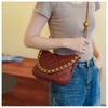 Medium-sized Pu Shoulder Bag With Chain Strap For Daily Wear Black Ivory Brick Red