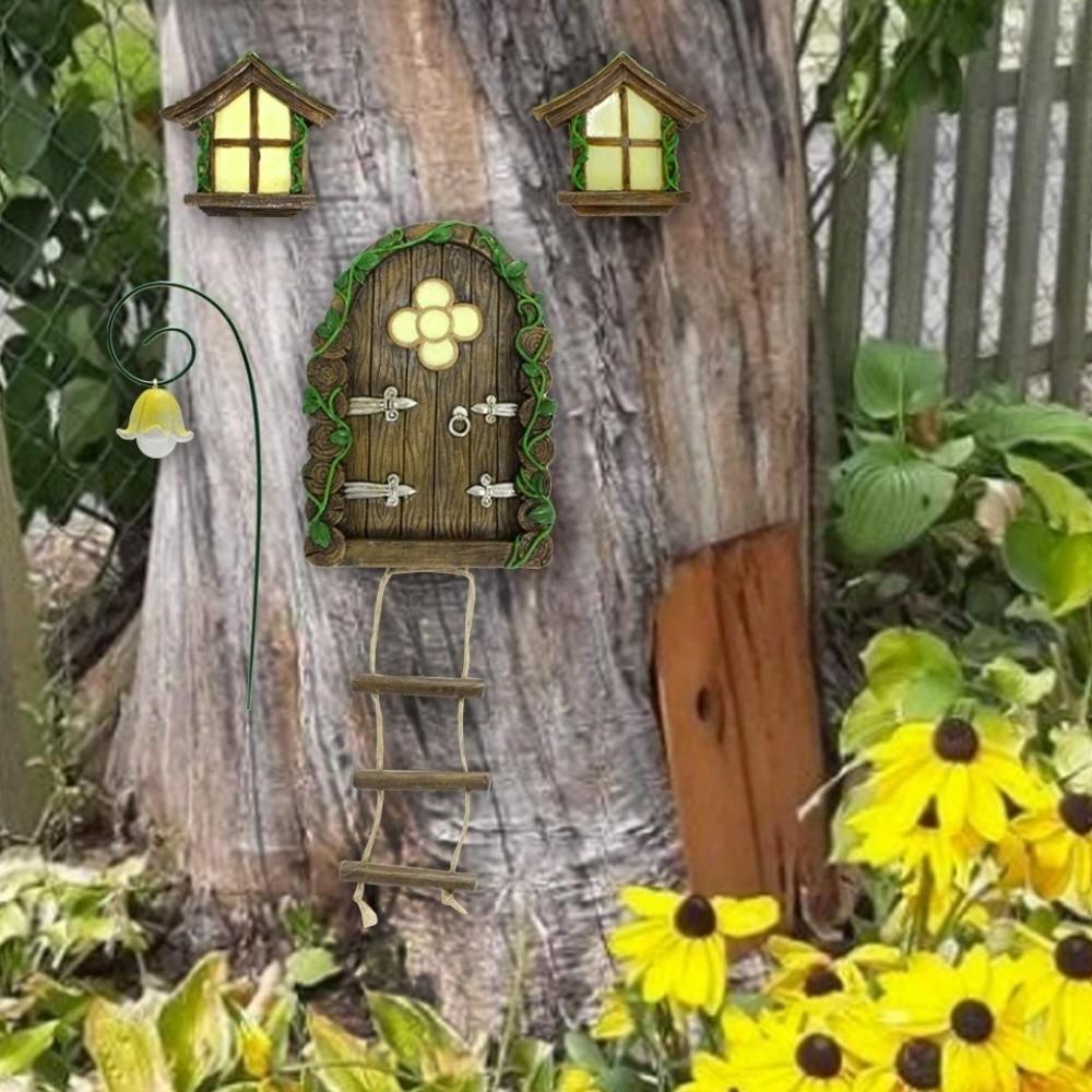 Resin Mini Fairy Tale Door Mini Size Patio Tree Decoration New Garden Pendant  Outdoor Decor