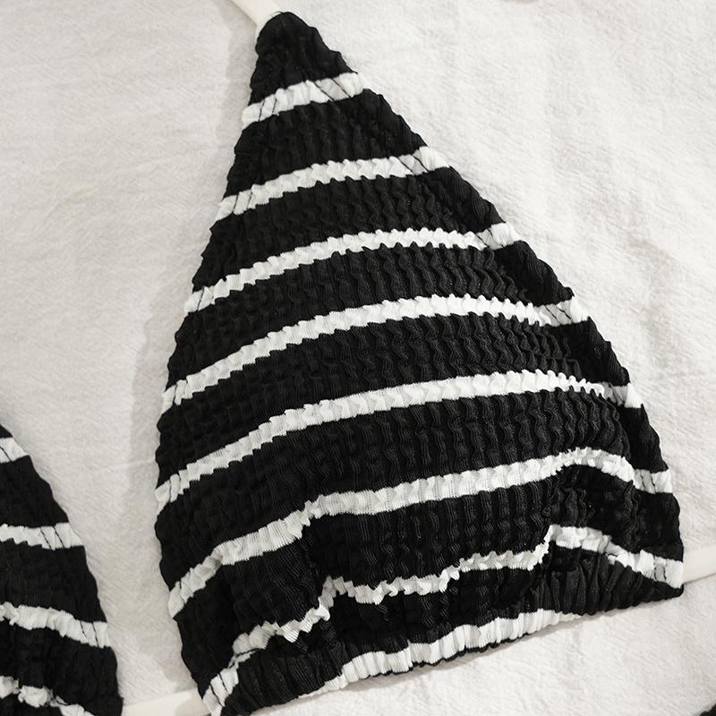 Sexy gestreifter Bikini Damen Badeanzug Dreiteilige Bademode Weiblich String Bikini Set Schwimmen Badeanzüge Shorts Biquini