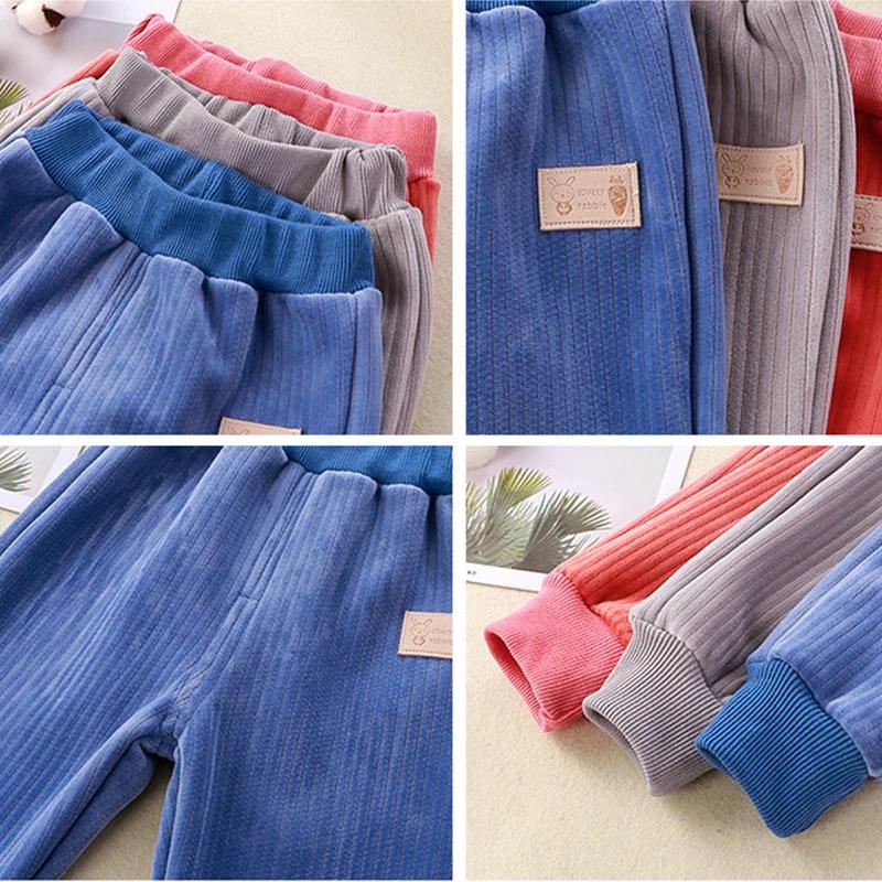 Kinderhosen Winter Baby Sweatpants Verdicken Cord Jungen Freizeithosen Mädchen Warme Sporthosen Kleinkinder Locker Lange Hosen 1-8 Jahre
