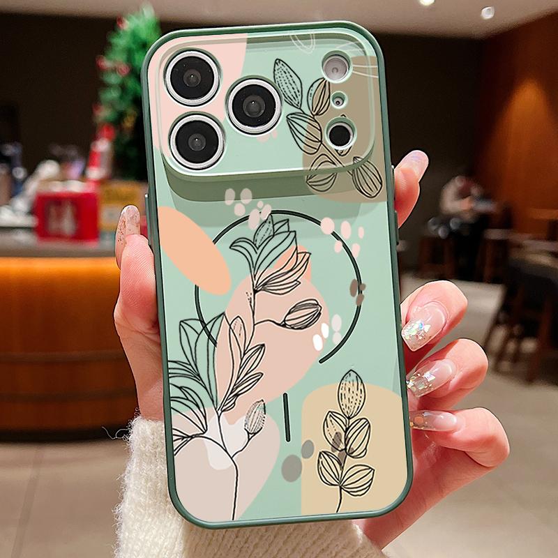 White Magnolia Flower Pattern Case For iPhone 17 Pro Max Magnetic For Magsafe Hybrid Slim Matte Cover For iPhone 16 15 14 13 Pro Max