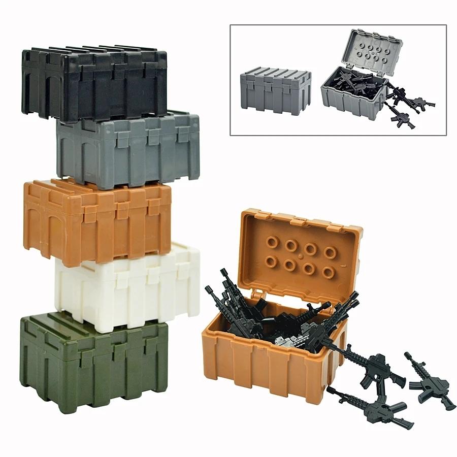 MOC Bricks Military Container Boxes Building Block Mini Figure Accessories Army Scene WW2 DIY Military Container Bricks