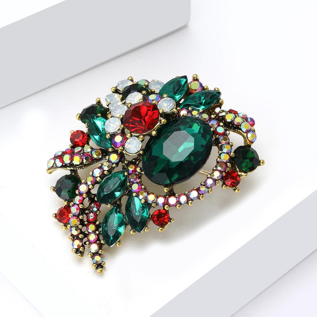 Crystal Flower Badges Brooch for Women Girls Vintage Accessories