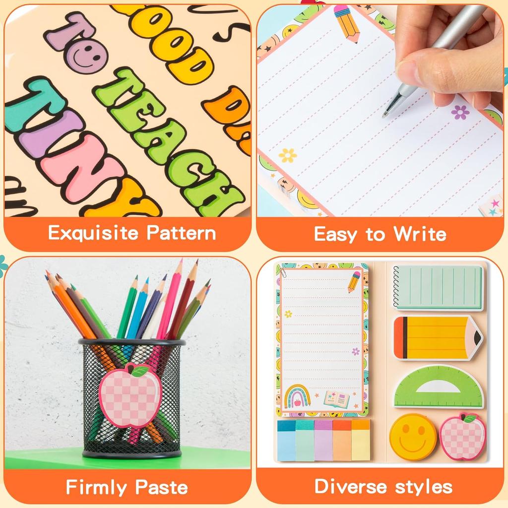 B1ykin Cute Sticky Notes Set - A Good Day to Teach Tiny Humans Self-Stick Notes Pad, 550 Sheets Writing Memo Pages Sticky Notepad for Teacher