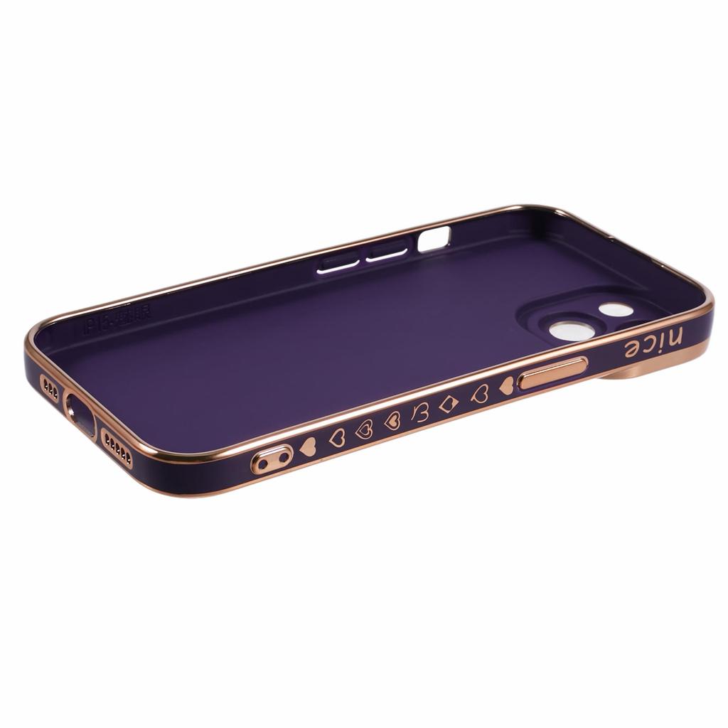 For iPhone 15 Slim TPU Case 6D Electroplating Love Heart Anti-Drop Phone Cover