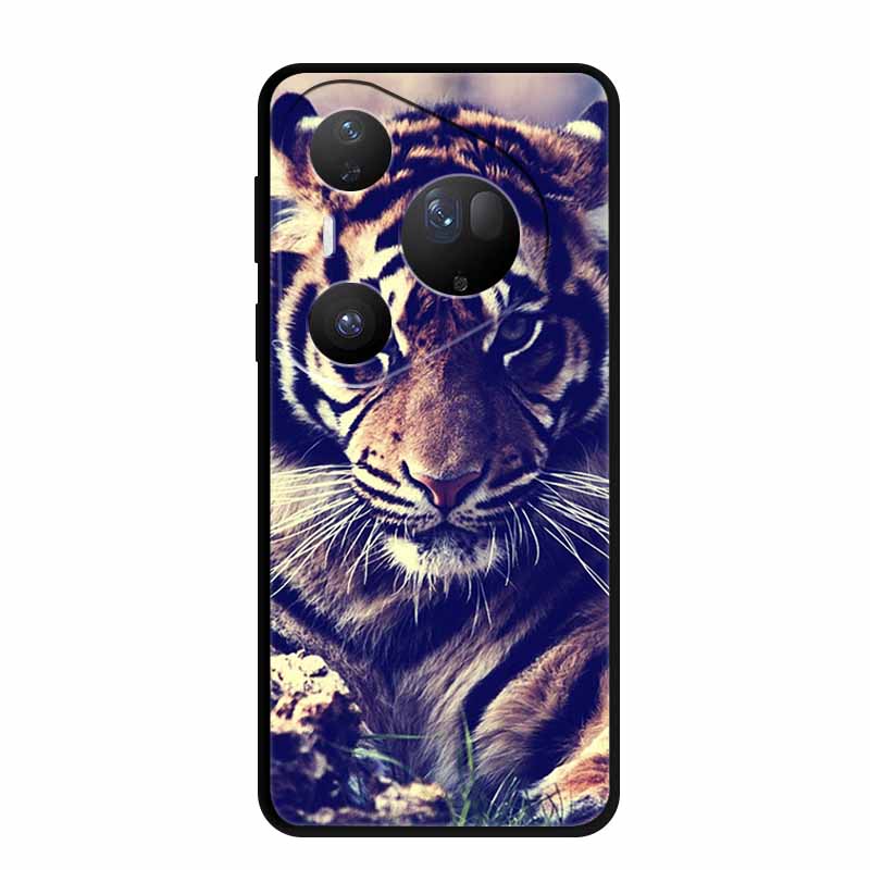 For Huawei Pura 80 Ultra 5G Case Wolf Tiger Lion Cat Black Silicone Soft Phone Case For Huawei Pura80 Ultra Back Cover Case Para
